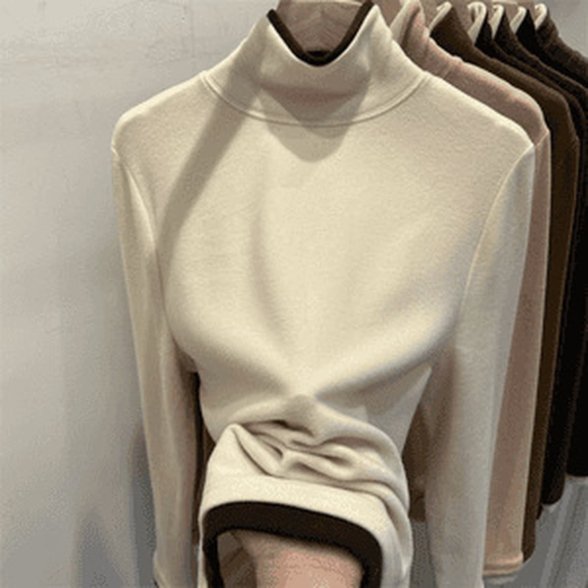 Толстая матовая футболка с длинными рукавами, зимняя мягкая клейкая рубашка с высоким воротником, теплая нижняя рубашка,...