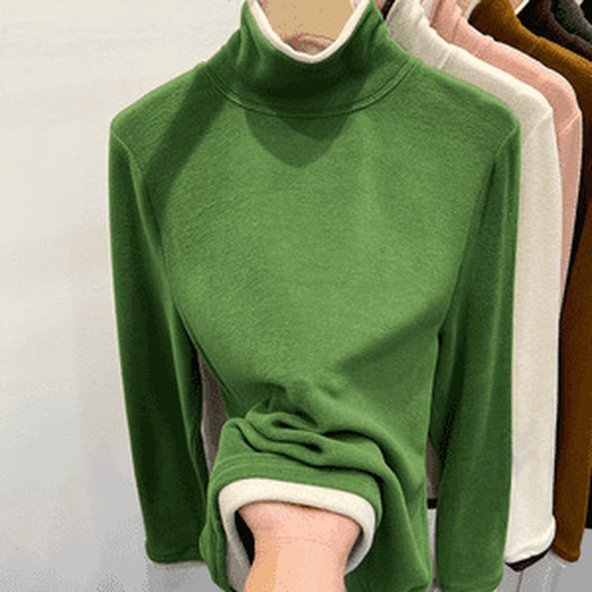 Толстая матовая футболка с длинными рукавами, зимняя мягкая клейкая рубашка с высоким воротником, теплая нижняя рубашка,...