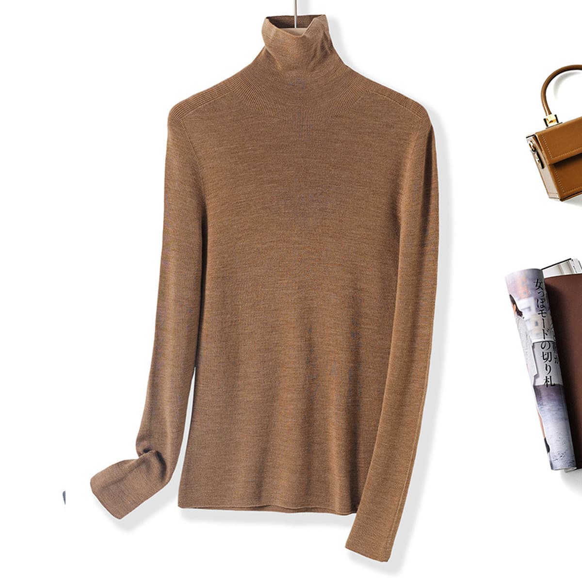 Мытье в машинном камвоне тонкая шерсть 100 шерстяных полуводолазок с высоким воротником трикотажная нижняя рубашка женский...