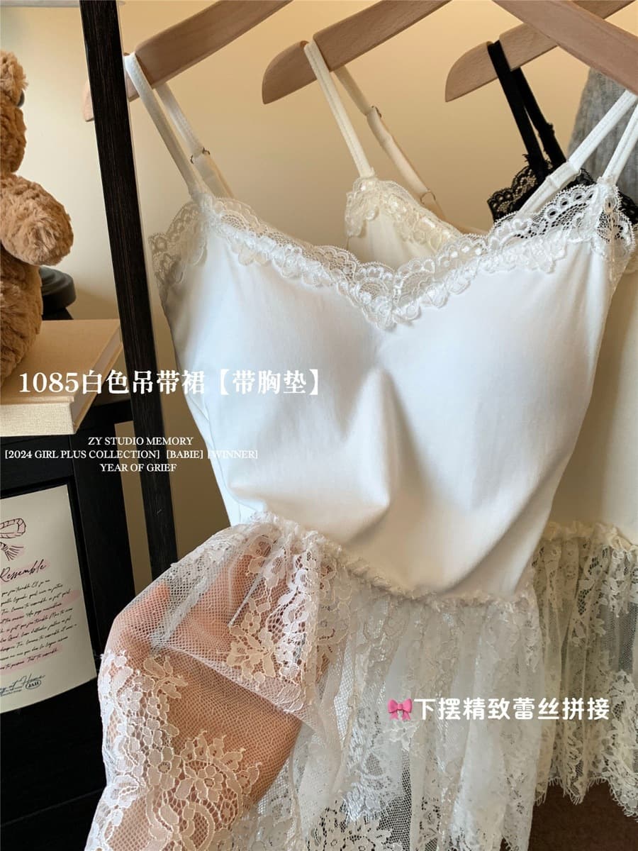 Чистый ветер сексуальное кружевное платье-подтяжка женское зимнее 2024 новое платье без рукавов, чтобы носить короткую юбку...