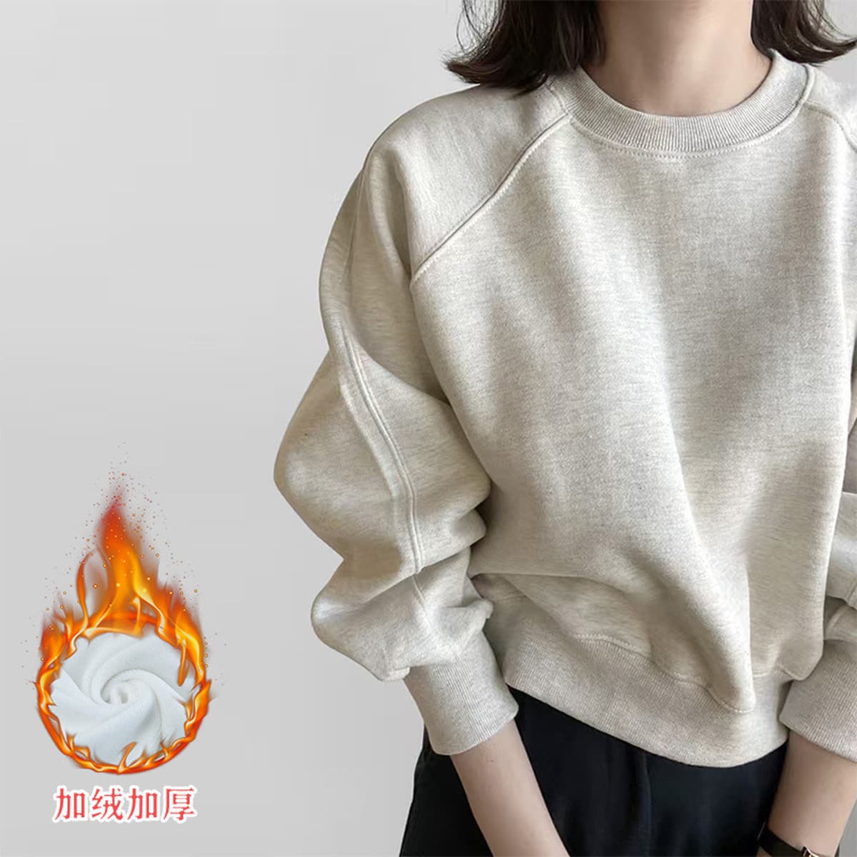 Женская толстовка, новинка 2025 года, модная модная стильная весенне-осенняя флисовая утолщенная короткая миниатюрная серая...