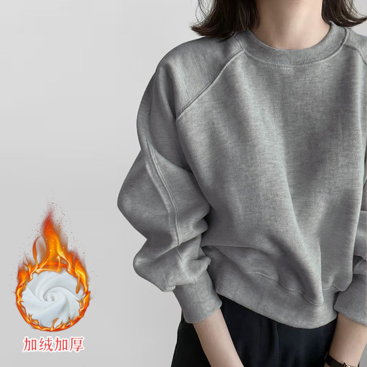 Женская толстовка, новинка 2025 года, модная модная стильная весенне-осенняя флисовая утолщенная короткая миниатюрная серая...