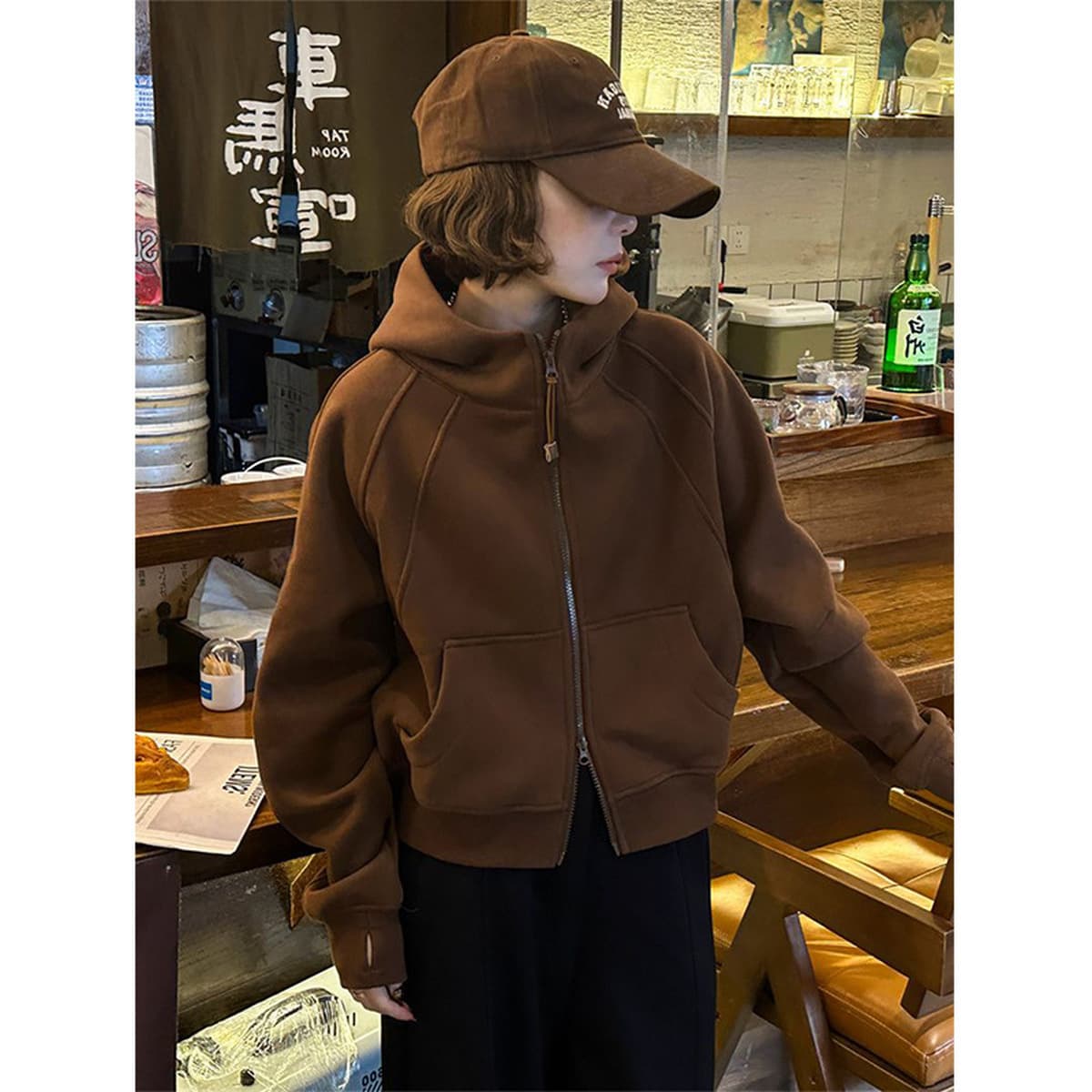 Мода с капюшоном двойная застежка на молнии свитер женская мода весна и осень новые плюшевые кардиганы студенческие...