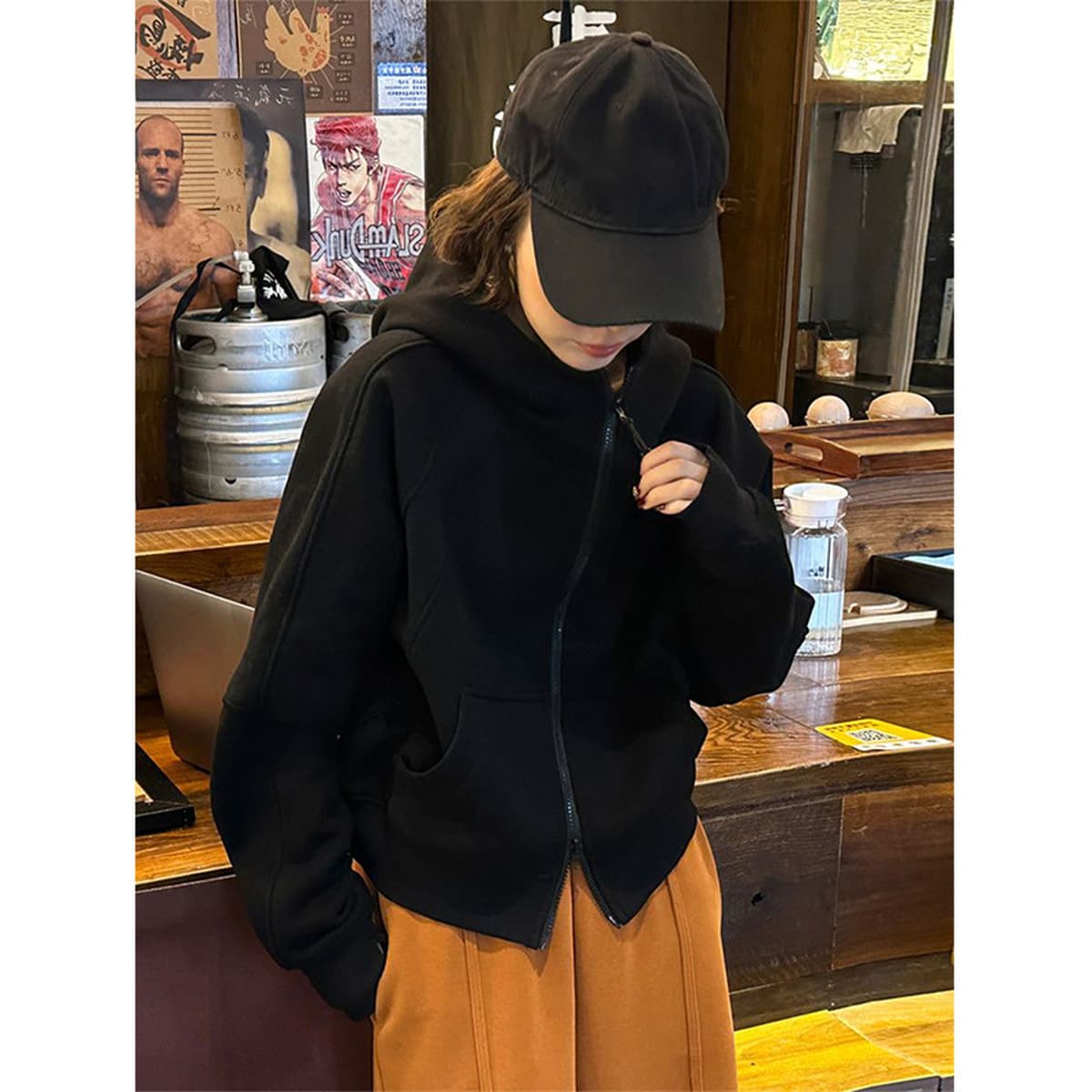 Мода с капюшоном двойная застежка на молнии свитер женская мода весна и осень новые плюшевые кардиганы студенческие...