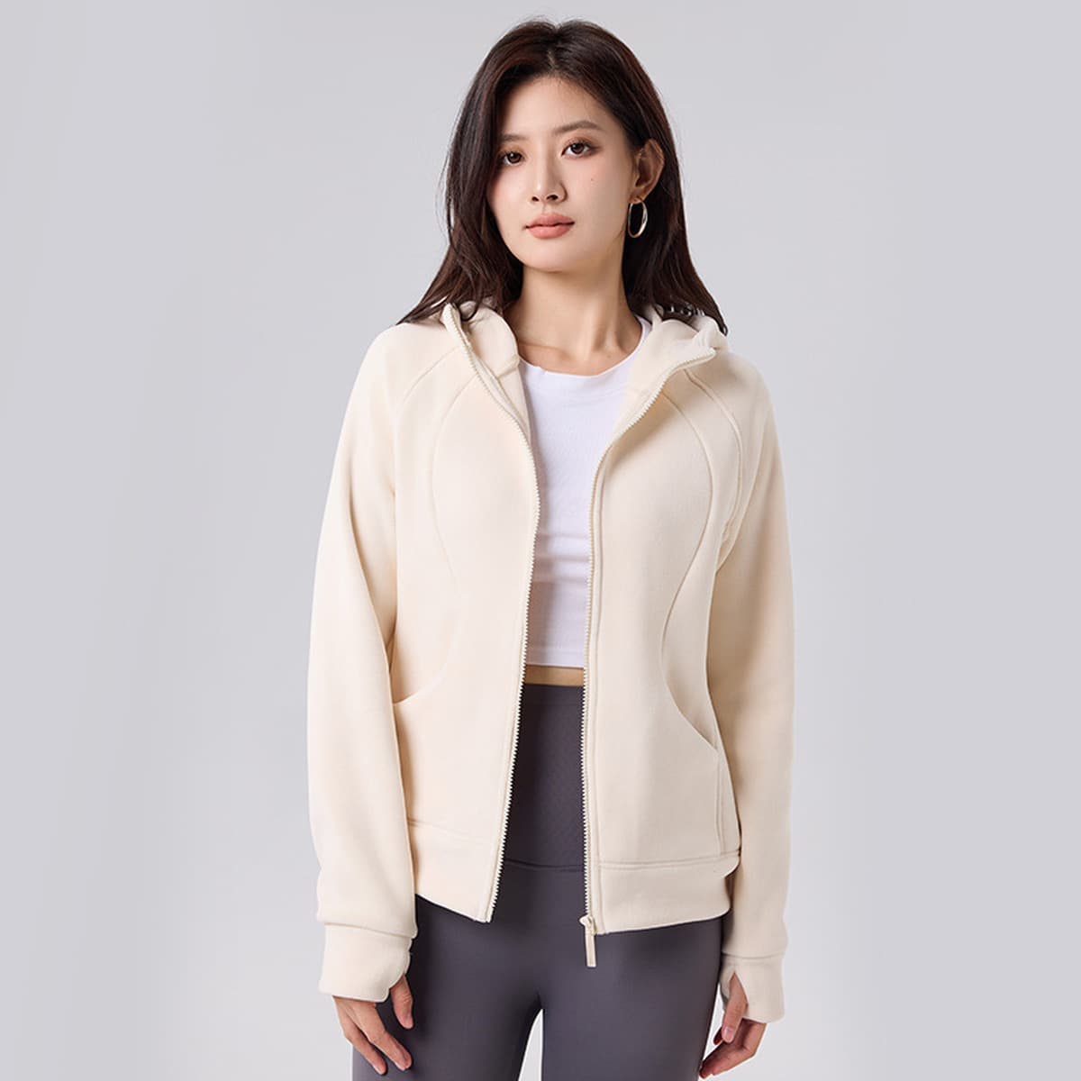 Высококачественная толстовка с капюшоном для женщин, осенне-зимняя двусторонняя австрийская бархатная куртка-кардиган на...