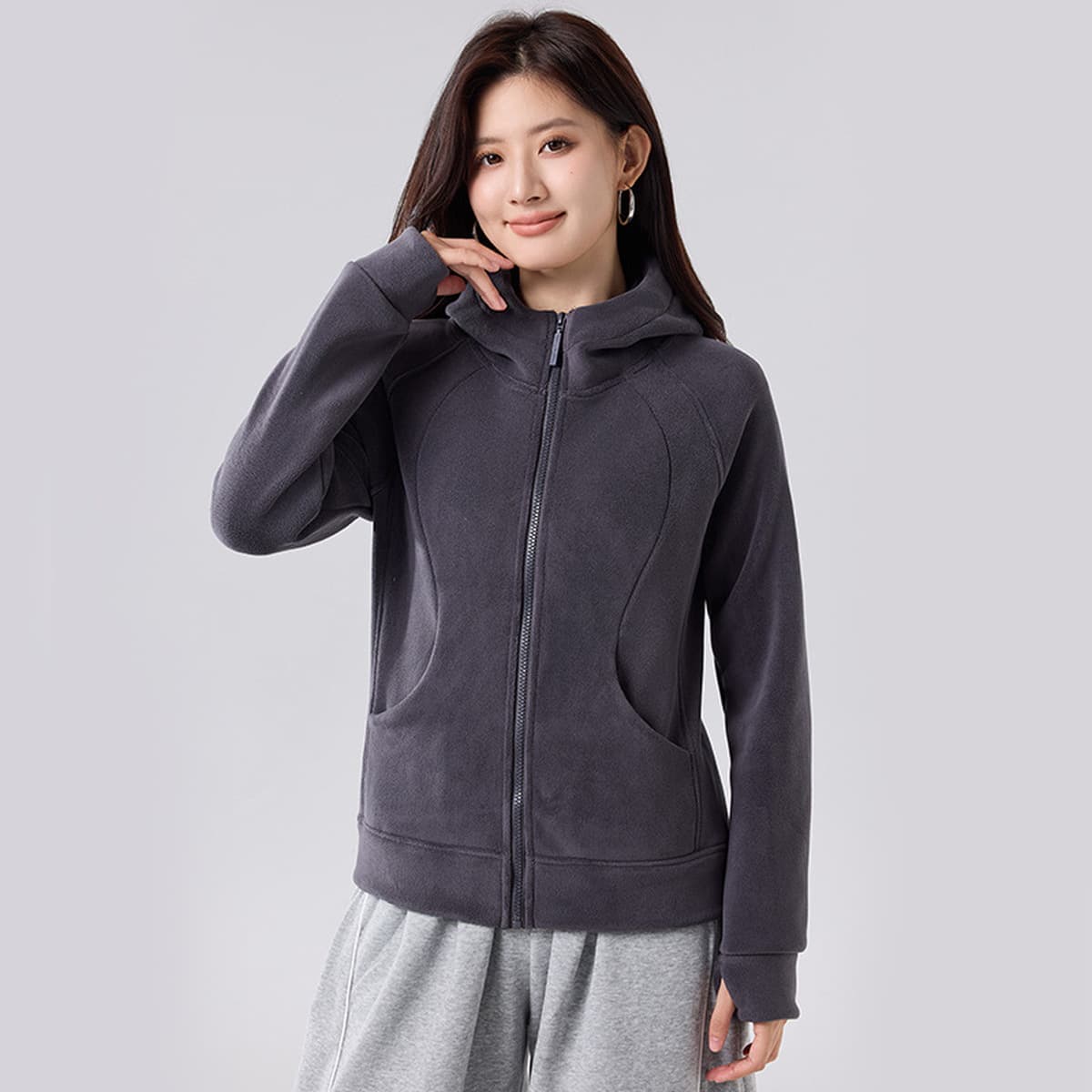 Высококачественная толстовка с капюшоном для женщин, осенне-зимняя двусторонняя австрийская бархатная куртка-кардиган на...