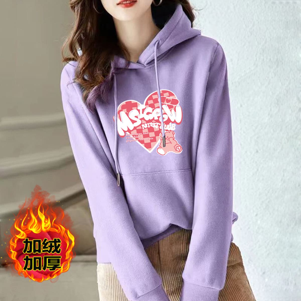 Хлопковый свитер с капюшоном и флисовой подкладкой, женское повседневное модное пальто, свободная спортивная одежда с...