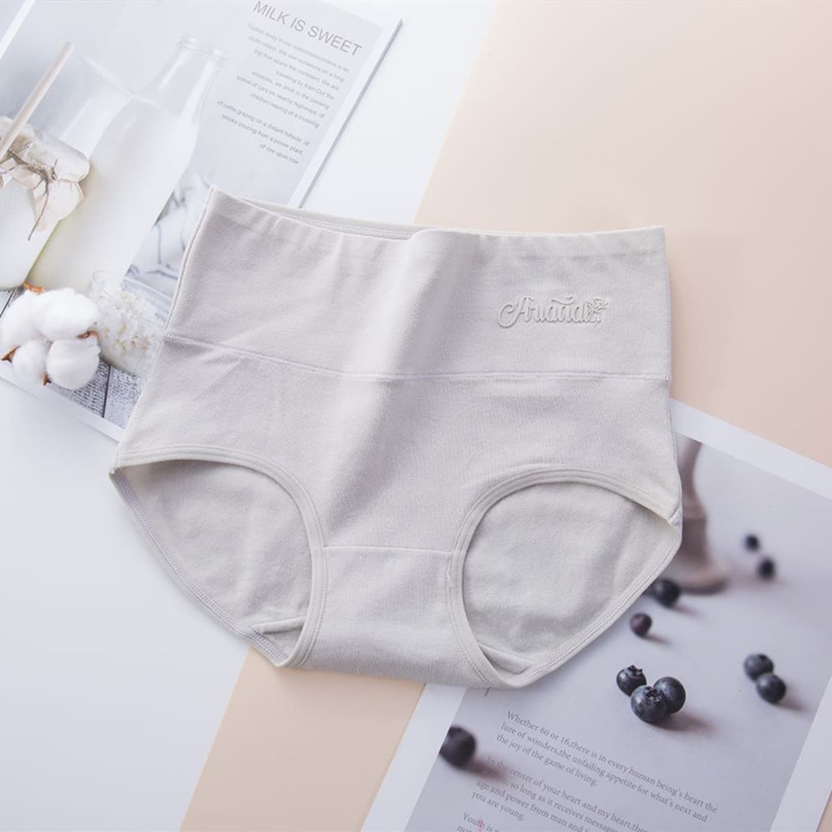 Трансграничные трусики большого размера женские хлопковые принты с высокой талией