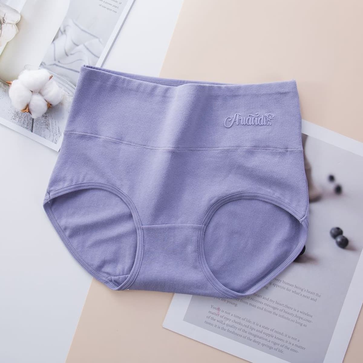 Трансграничные трусики большого размера женские хлопковые принты с высокой талией