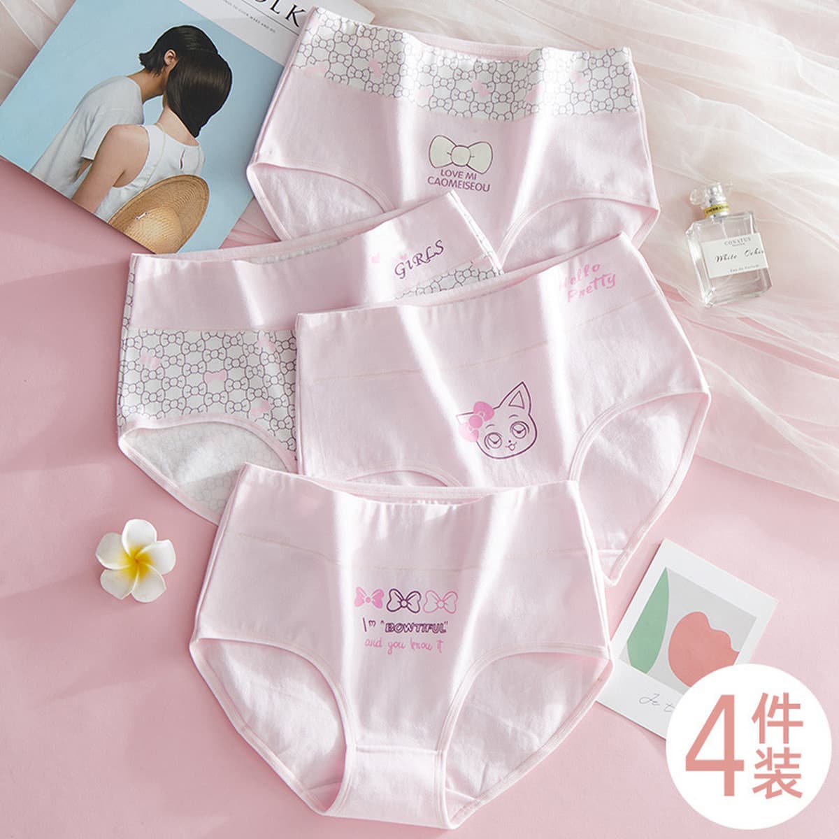 Нижнее белье для девочек Шорты для учащихся средней школы с высокой талией для девочек, антибактериальные Трусы из чистого...