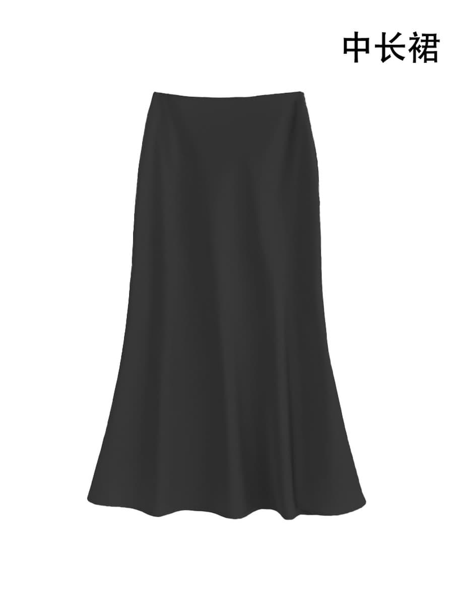 Французская легкая роскошная юбка из сатина для женщин, весенне-осенняя юбка-карандаш с высокой талией, юбка-зонтик, длинная...