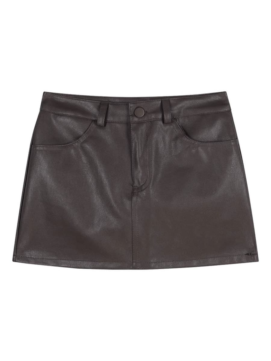 Maerard puКожа Юбка Женская Весна 2025 Новый маленький человек высокая талия коричневая юбка