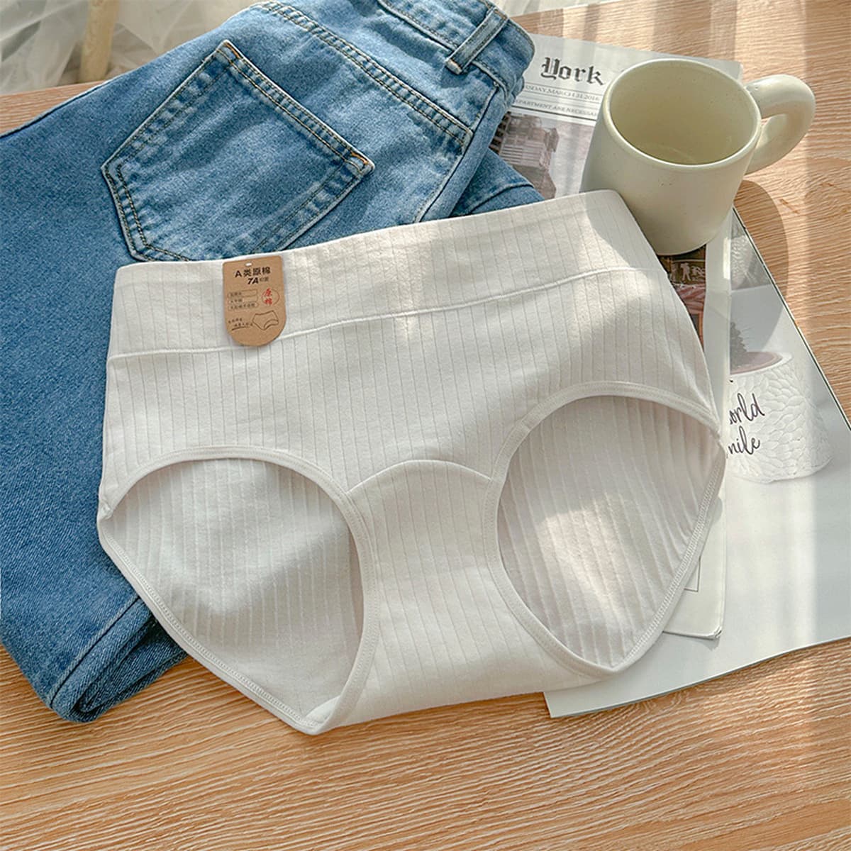 Женские трусики большого размера хлопок 7A бактериостатическое удлинение промежности 2025 новый хлопок с высокой талией...