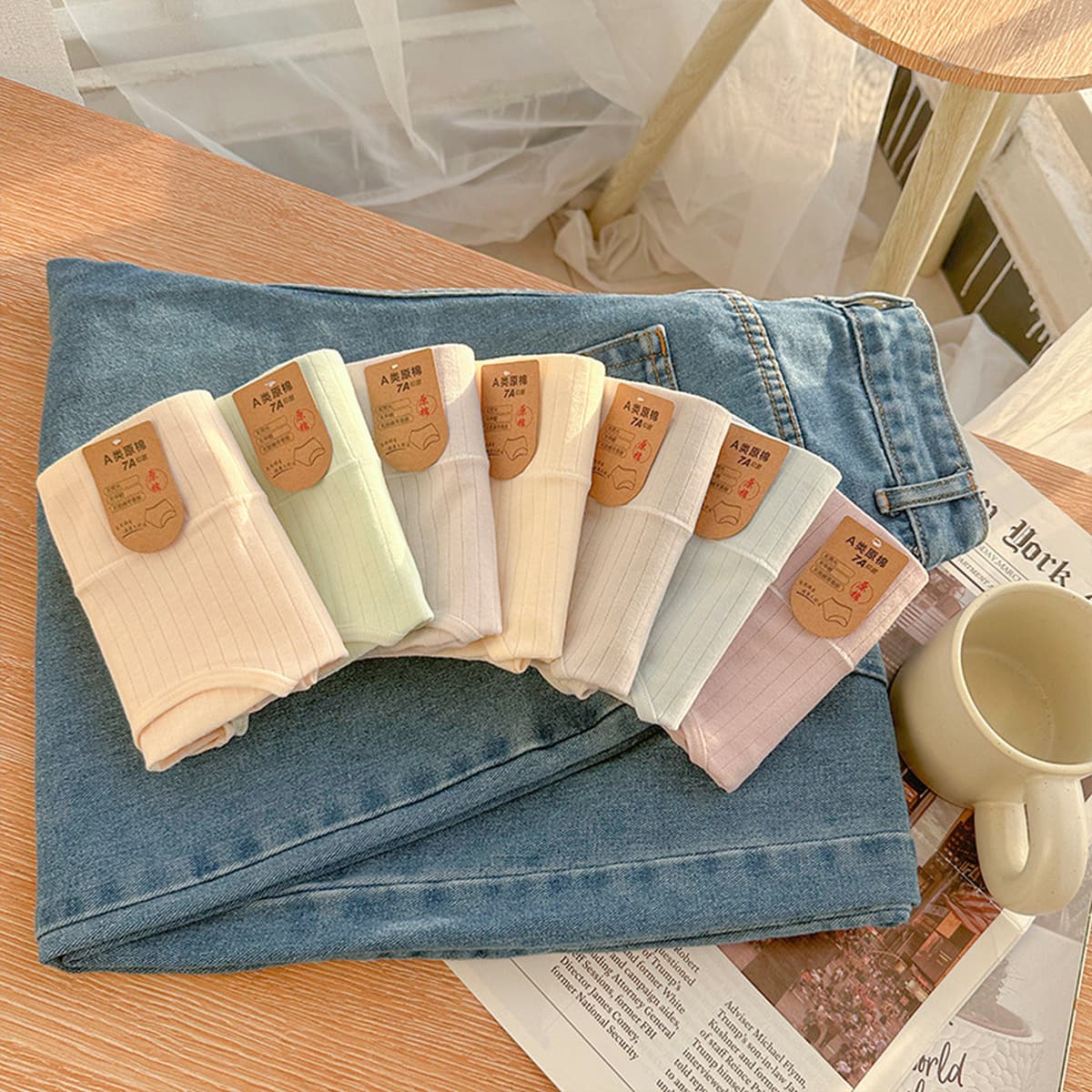 Женские трусики большого размера хлопок 7A бактериостатическое удлинение промежности 2025 новый хлопок с высокой талией...