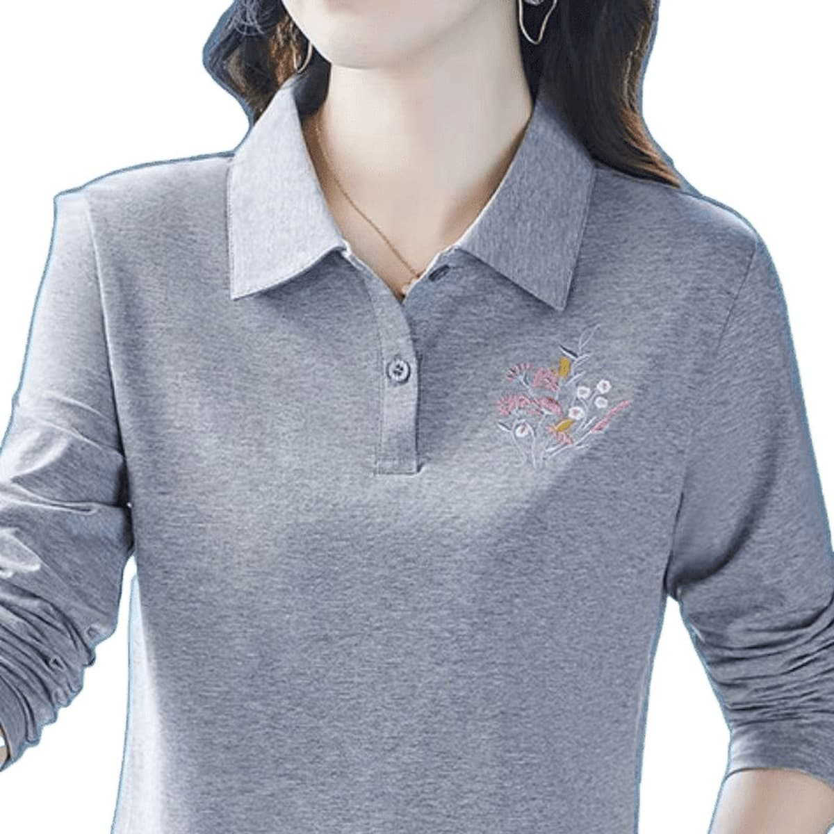 Женская рубашка с длинными рукавами на весну и осень, одежда для мам с лацканами, топ с воротником, уменьшающий возраст,...