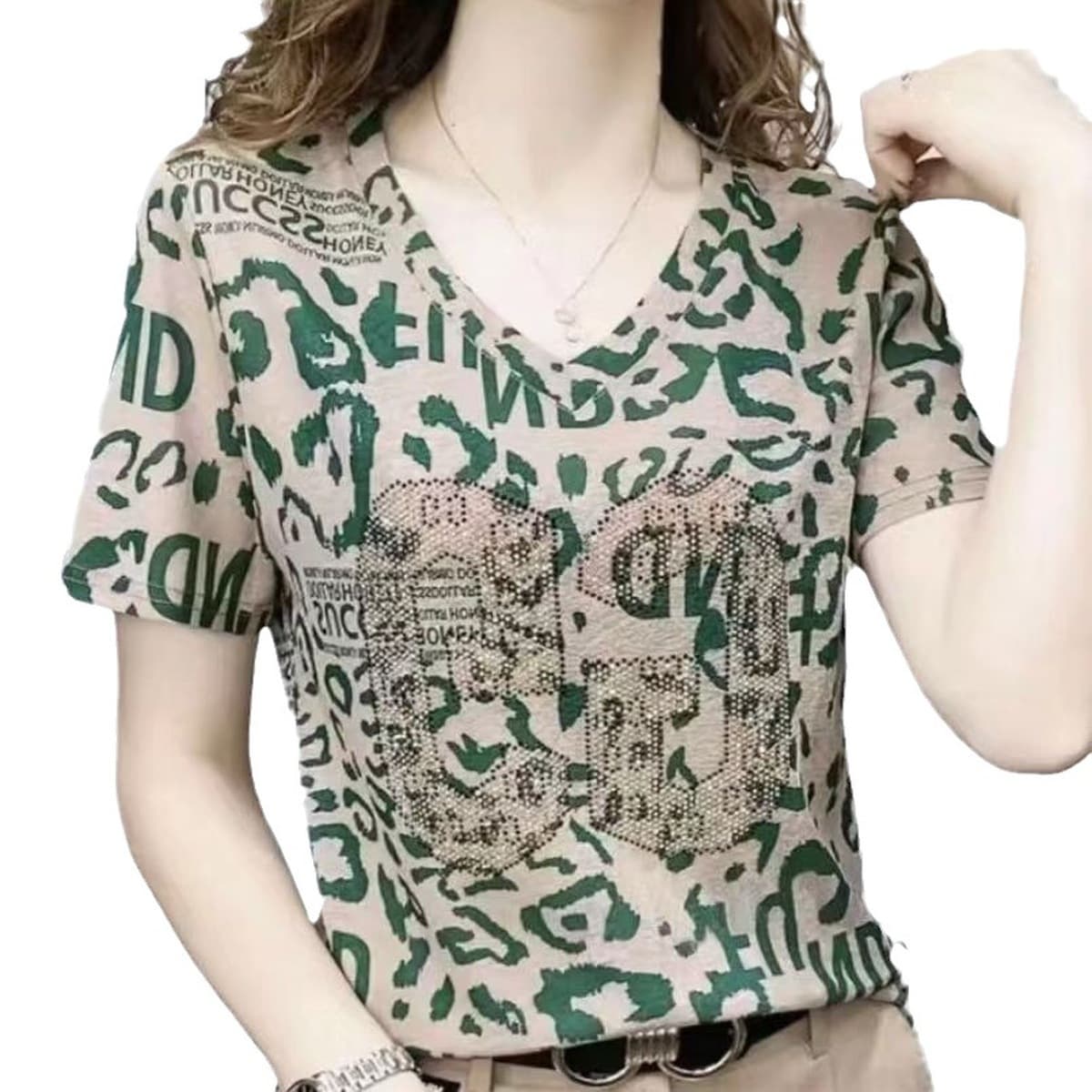 2023 летняя новая футболка с короткими рукавами, женская футболка больших размеров для мам среднего и пожилого возраста,...