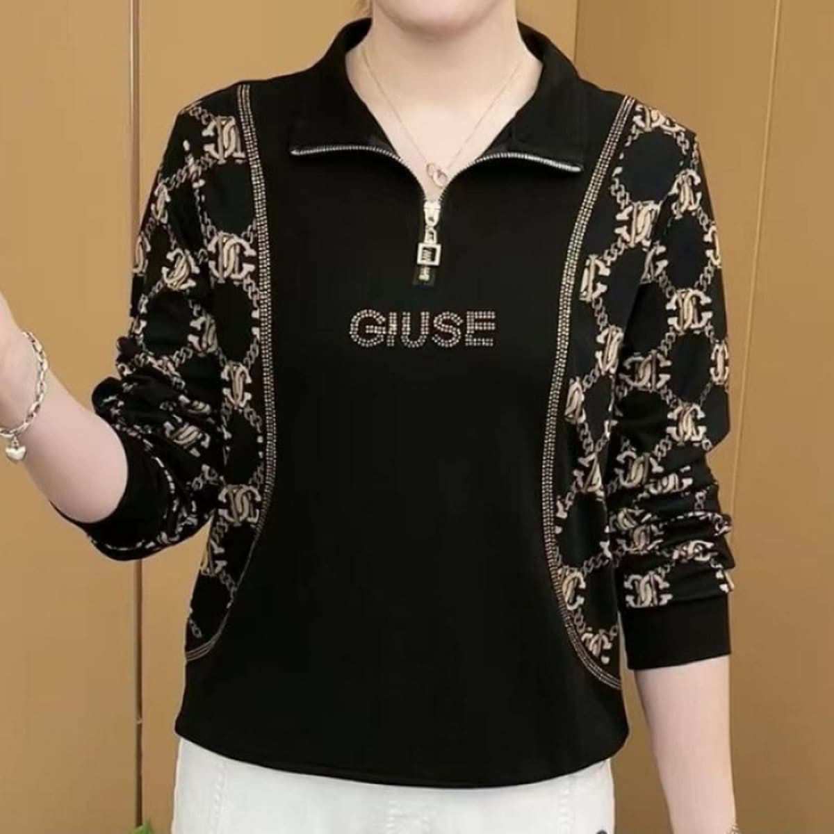 2023 Весна и осень, новый стиль, Повседневная приталенная Универсальная футболка для мамы с длинными рукавами, элегантная...