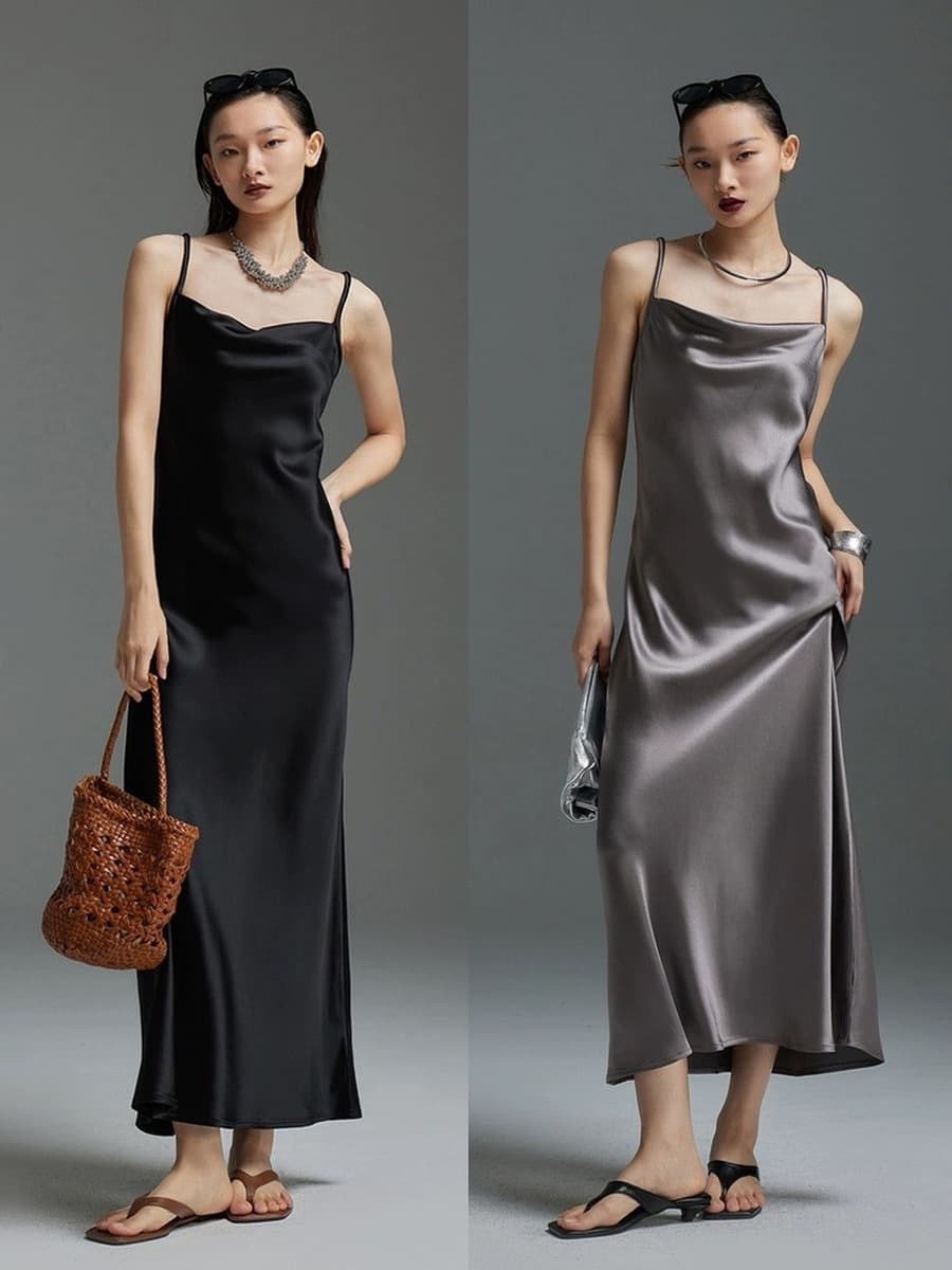 Длинное платье свободного кроя для высоких женщин, длинное платье из триацетатного атласа с драпированным вырезом и...