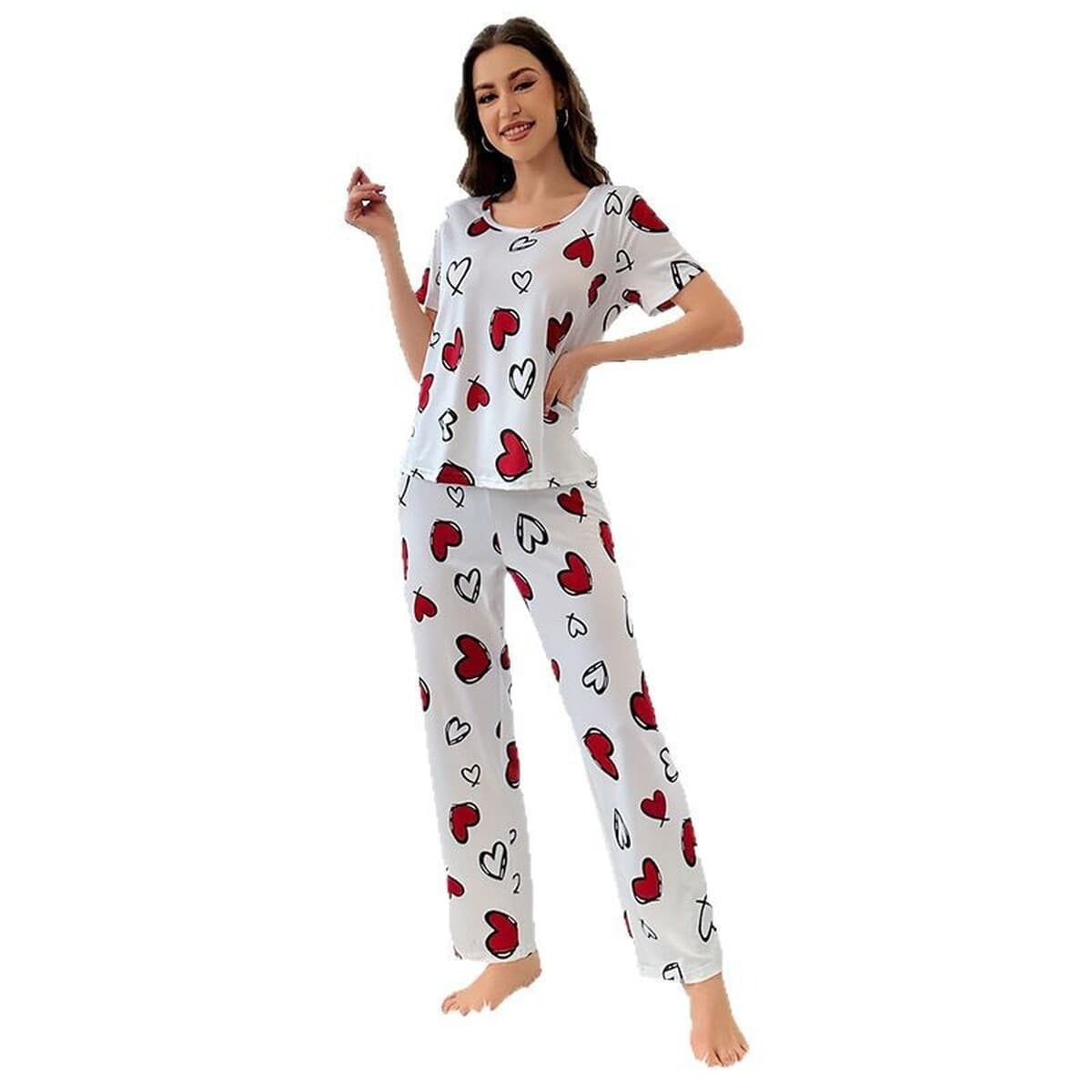 Летние шелковые короткие брюки с принтом "любовь" для женщин, удобный комплект домашней одежды для отдыха, пижама для...