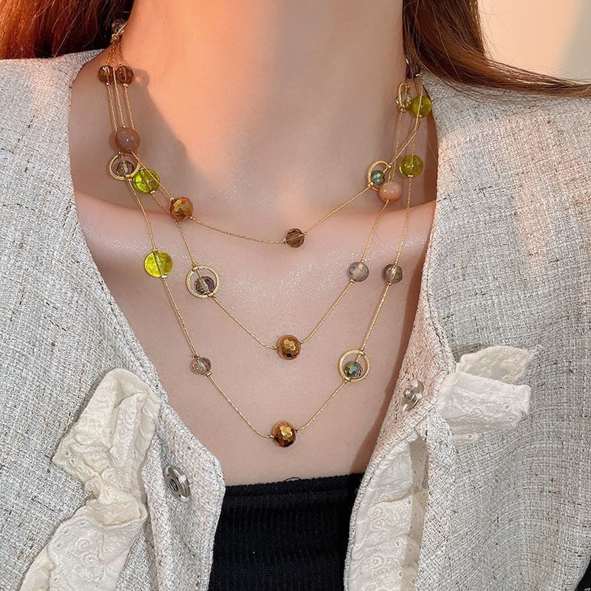 Богемное ожерелье из ракушек и бисера в стиле морского курорта, модная цепочка на ключицу, элегантное универсальное...