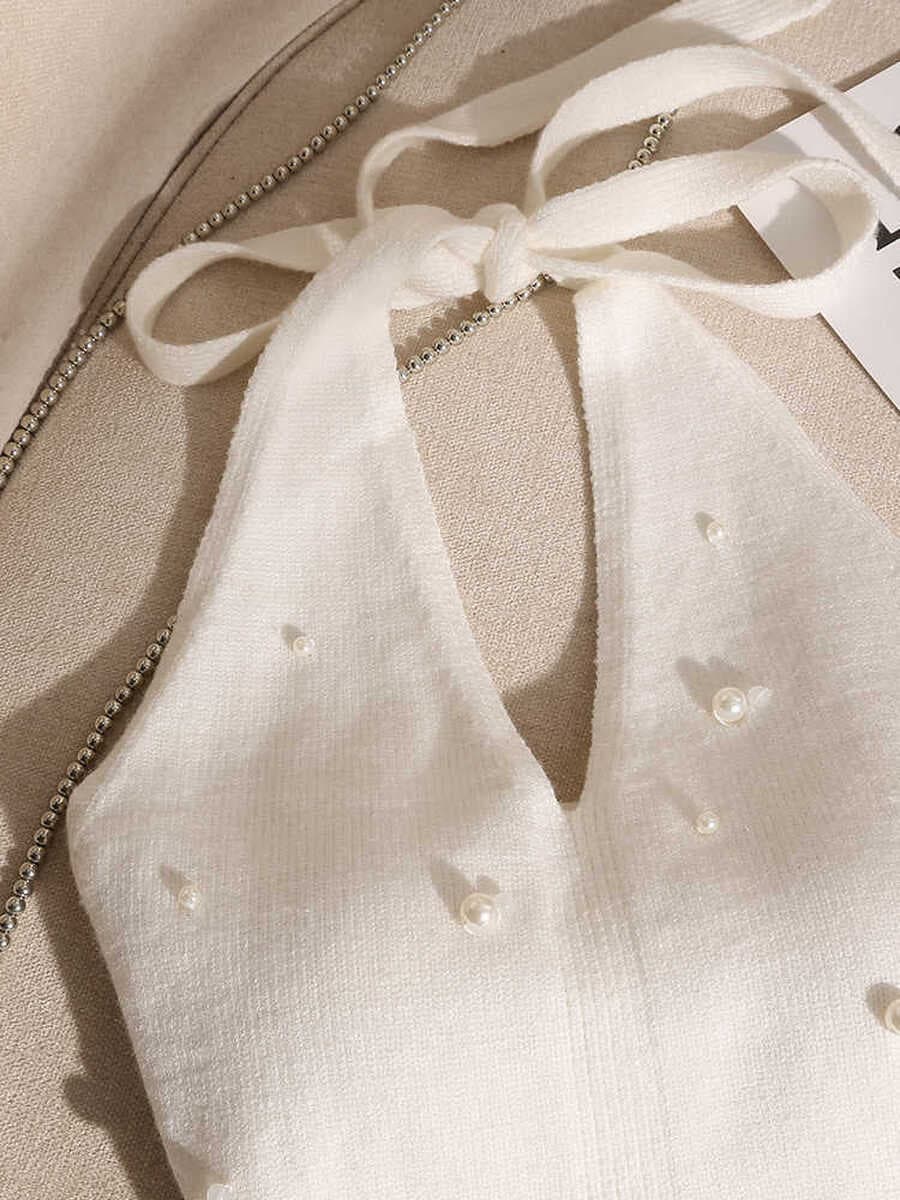 Горячая девушка тонкая шея с бисером, подтяжка, жилет, женский без спинки, дизайн без рукавов