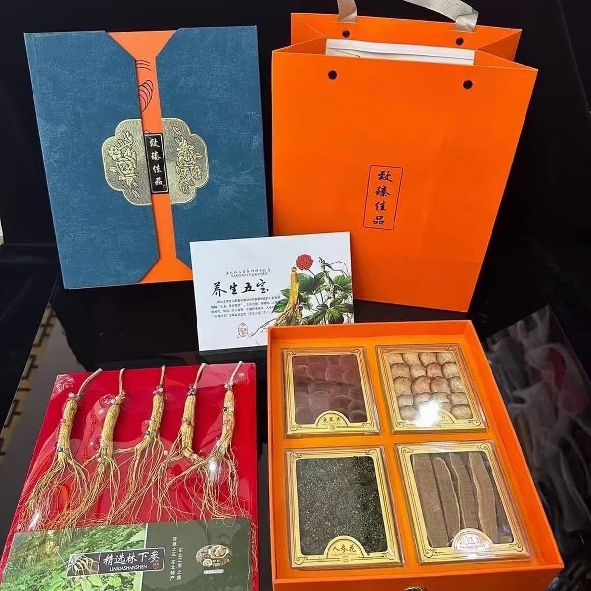 Подарочный набор с женьшенем для подарения, дикий женьшень с горы Чанбай, оленьи рожки, цветы женьшеня, ломтики ганодермы,...