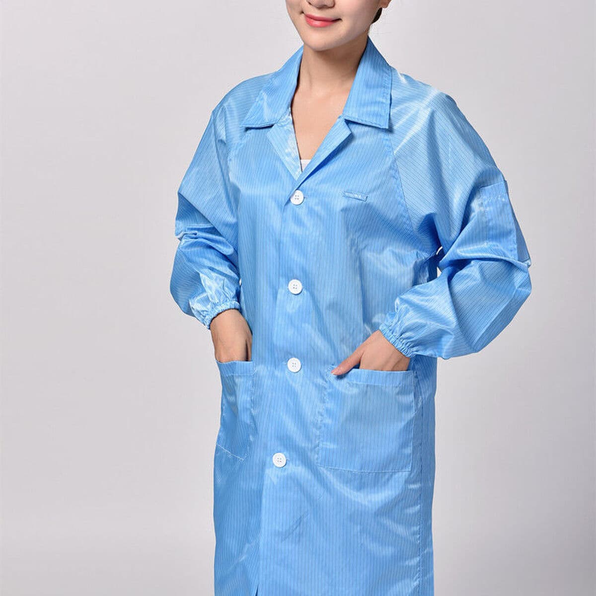 Длинный антистатический халат, одежда для чистых помещений, защитная одежда от пыли для использования в лабораториях и...