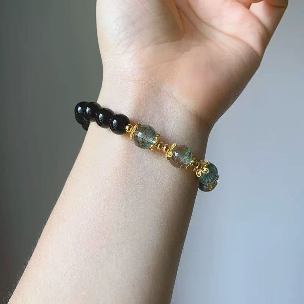 Браслет Tian Xiwei в одном стиле, натуральный зеленый призрачный обсидиан, женский браслет с кристаллами, бусины, подарок,...