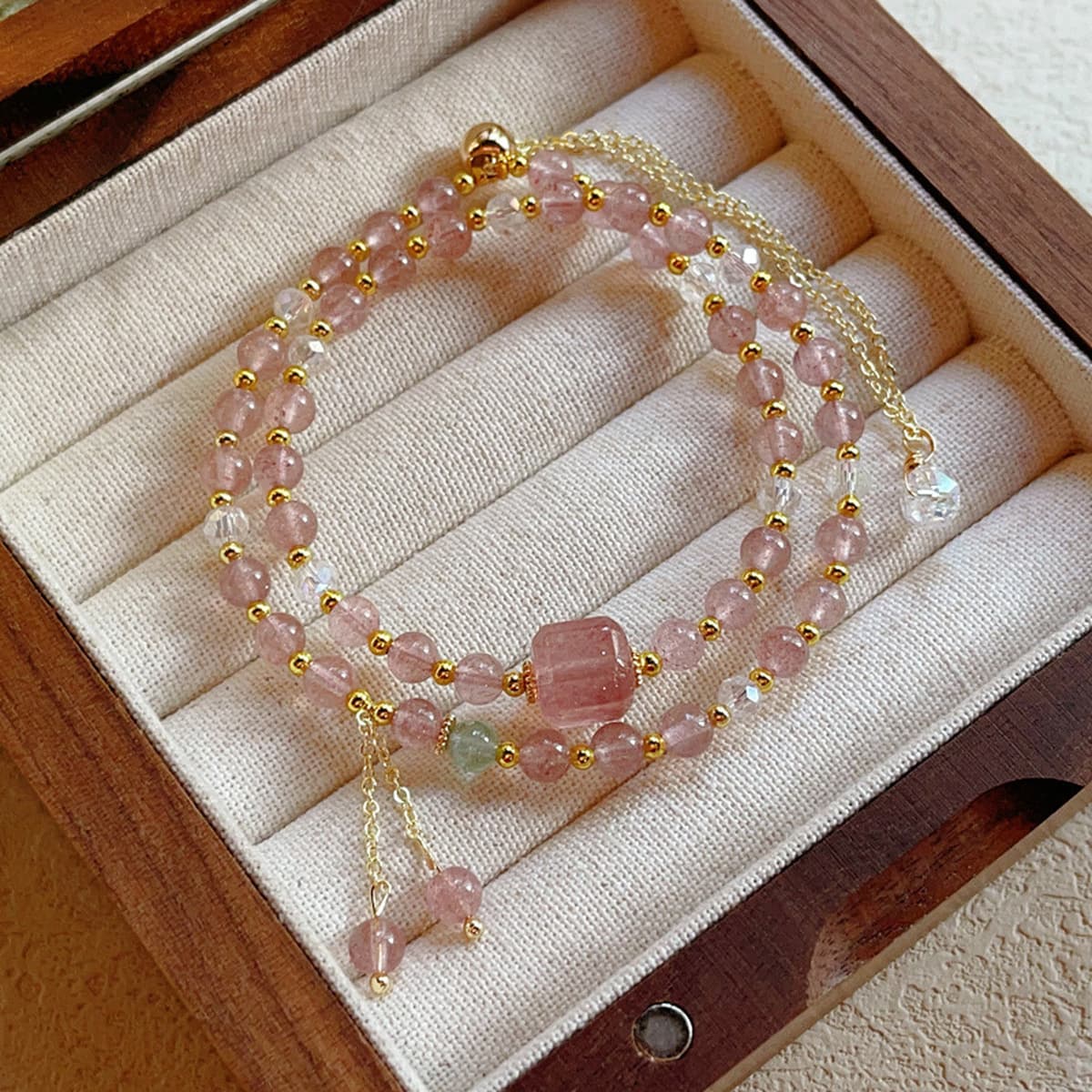 Новый женский браслет с двойным кругом и кристаллами клубники в китайском стиле, изысканный стиль, легкий роскошный браслет...