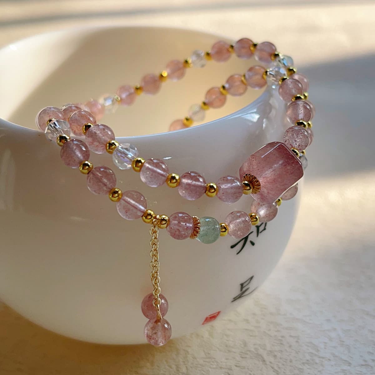 Новый женский браслет с двойным кругом и кристаллами клубники в китайском стиле, изысканный стиль, легкий роскошный браслет...