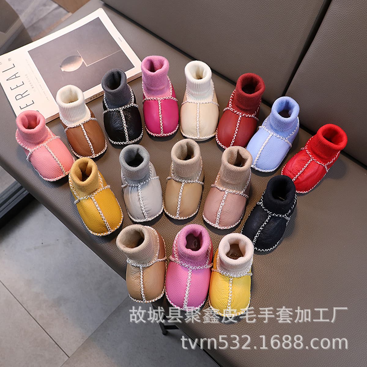 Овечья меховые детские носки теплые и утолщенные осенние и зимние хлопчатобумажные туфли на мягкой подошве