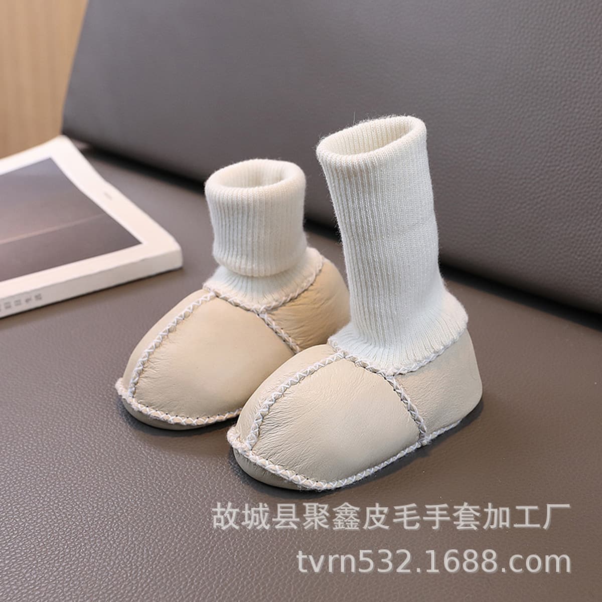Овечья меховые детские носки теплые и утолщенные осенние и зимние хлопчатобумажные туфли на мягкой подошве