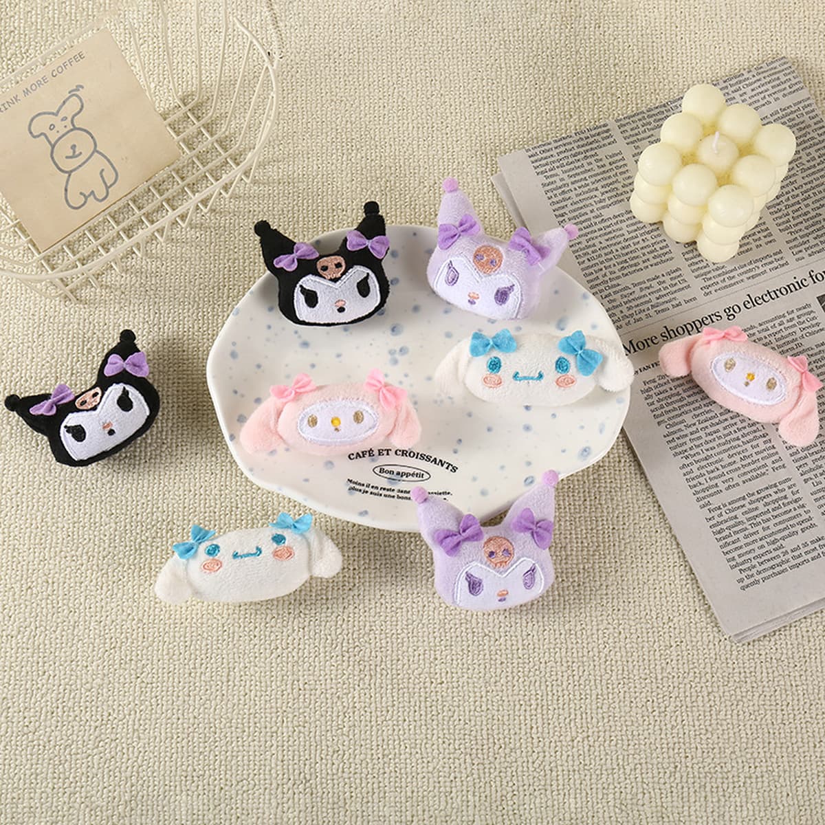 Милые аксессуары с персонажами мультфильмов: Куроми, Май Мелоди, Синаморолл — заколки для волос, перчатки, шарфы, обувь,...