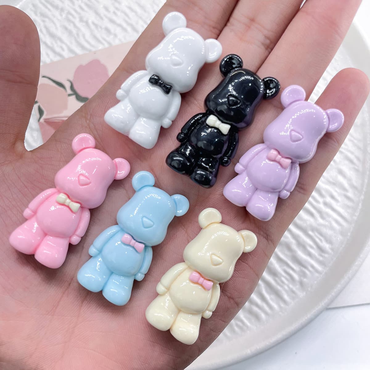 Мультяшный бантик с допамином, медведь, смола, маленькие аксессуары, чехол для мобильного телефона «сделай сам», пряжка для...