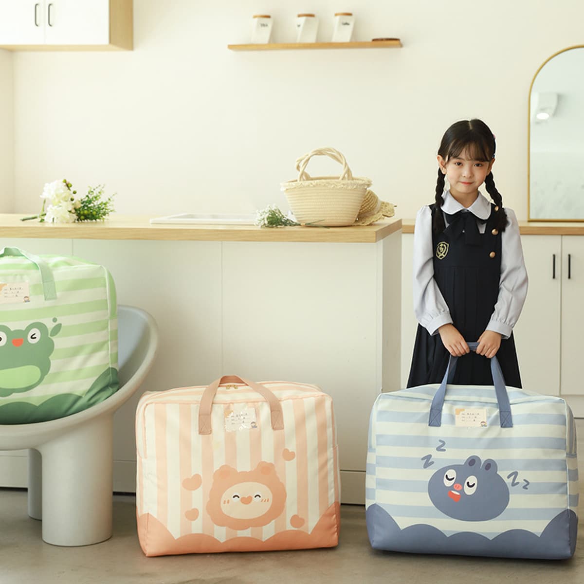 Детский портативный чехол для одеяла с мультяшным принтом, сумка для хранения одеяла в детском саду, вместительная сумка для...