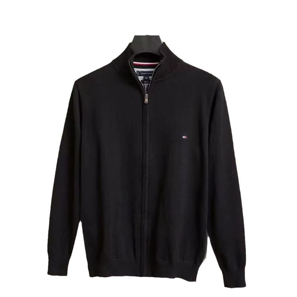 В наличии Внешняя торговля 23 Осень и зима Tommy Мужской кардиган Водолазка с вышивкой на молнии Свитер Пальто 1