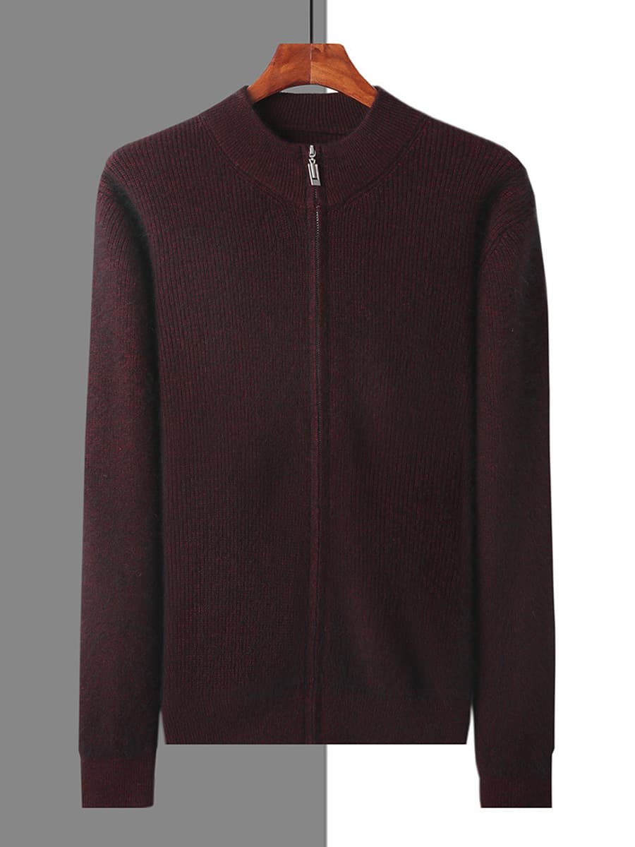 2024 осень-зима новый свитер норковый бархат мужской кардиган с полувысоким воротником