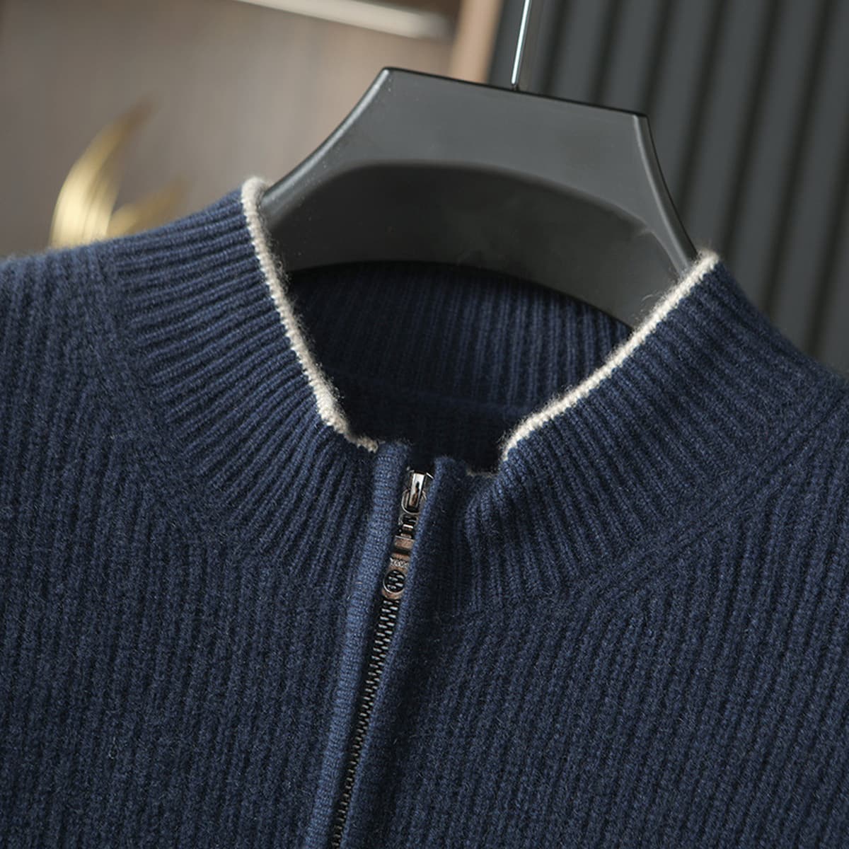 24 осенние и зимние новые кашемировые свитера мужские полувысокие воротники кардиган на молнии