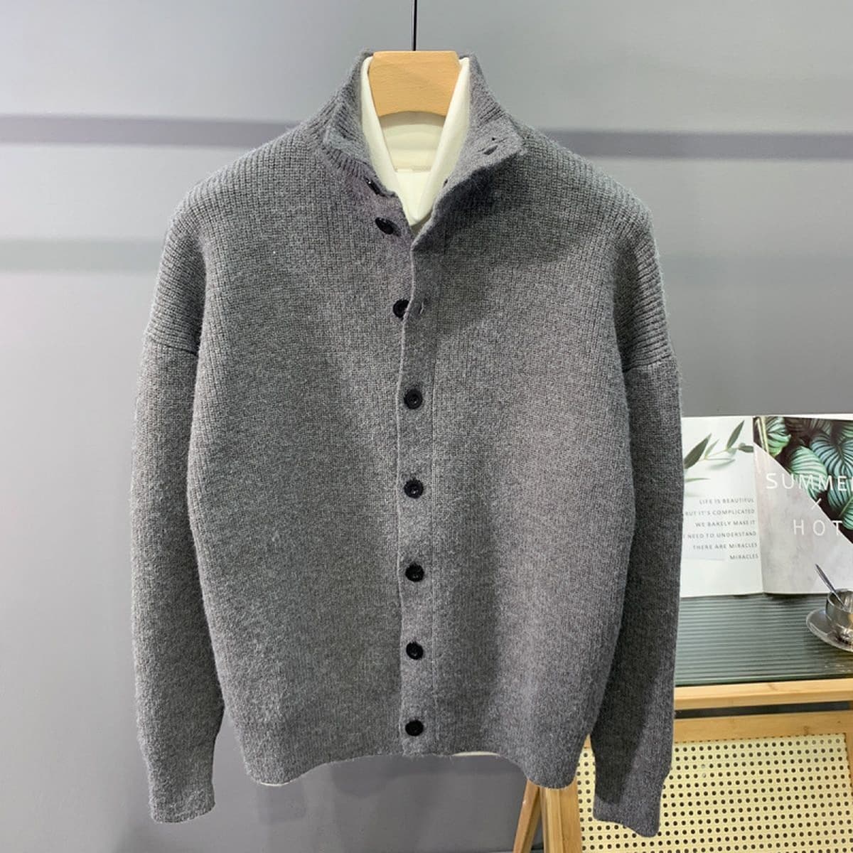 Ленивый стиль моды дикий свитер куртка для мужчин осень-зима новый модный трикотажный кардиган