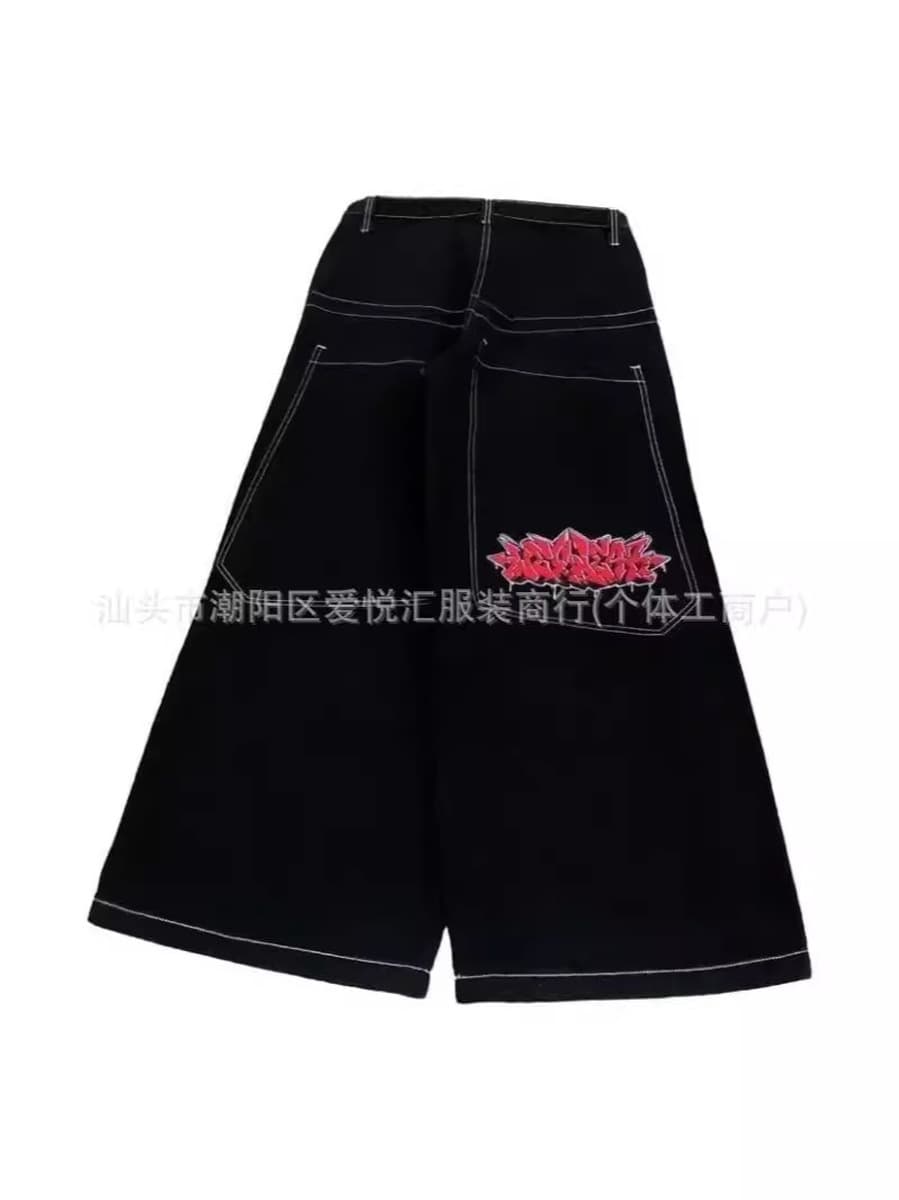 2024 весна и осень новый трансграничный американский бренд прилив ретро стирка Y2K вышитый хип-хоп узор мужские джинсы