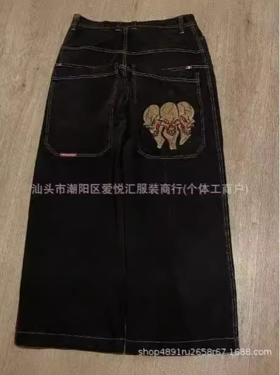 2024 весна и осень новый трансграничный американский бренд прилив ретро стирка Y2K вышитый хип-хоп узор мужские джинсы