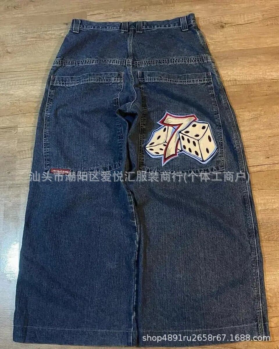 2024 весна и осень новый трансграничный американский бренд прилив ретро стирка Y2K вышитый хип-хоп узор мужские джинсы