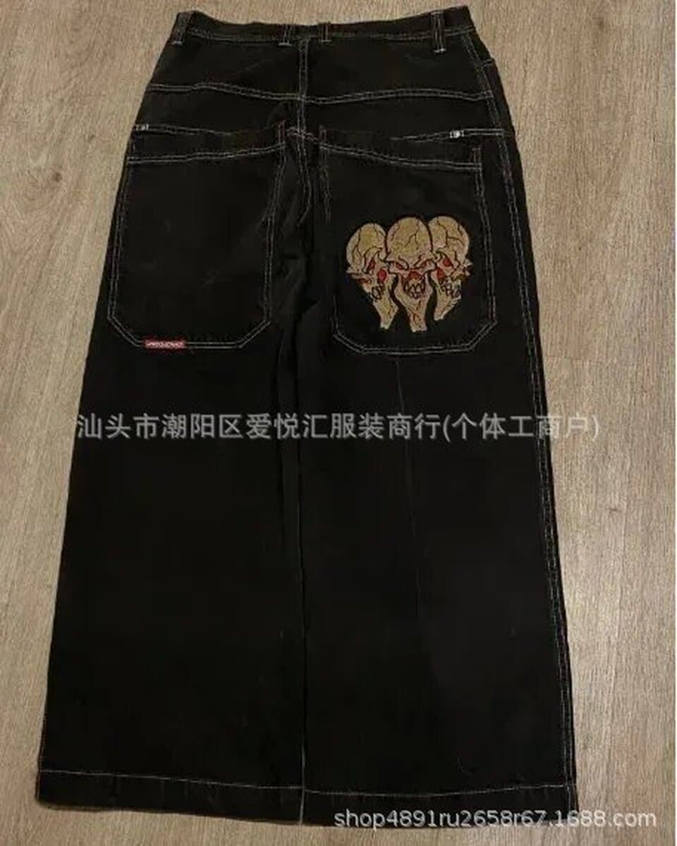 2024 весна и осень новый трансграничный американский бренд прилив ретро стирка Y2K вышитый хип-хоп узор мужские джинсы