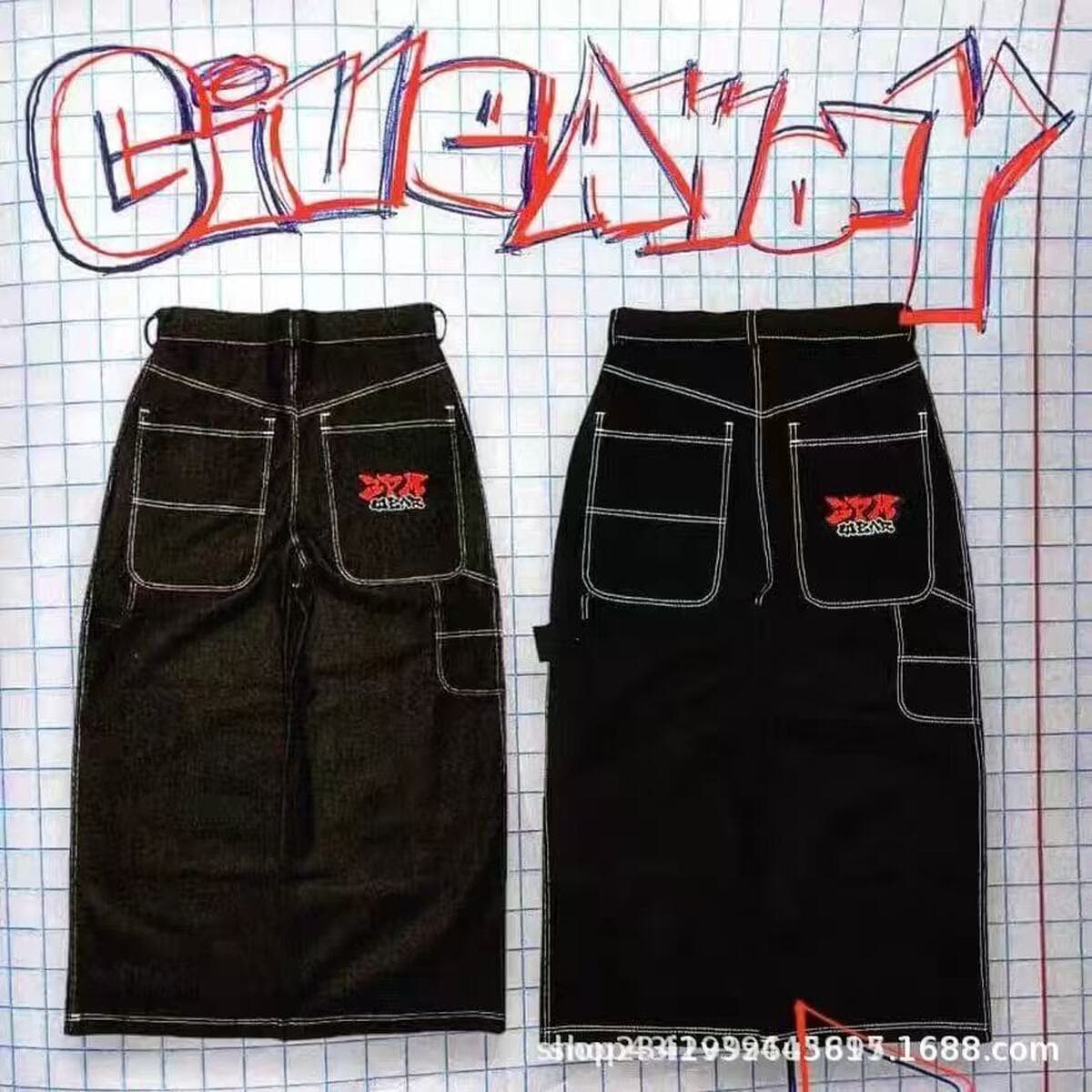 2024 весна и осень новый трансграничный американский бренд прилив ретро стирка Y2K вышитый хип-хоп узор мужские джинсы