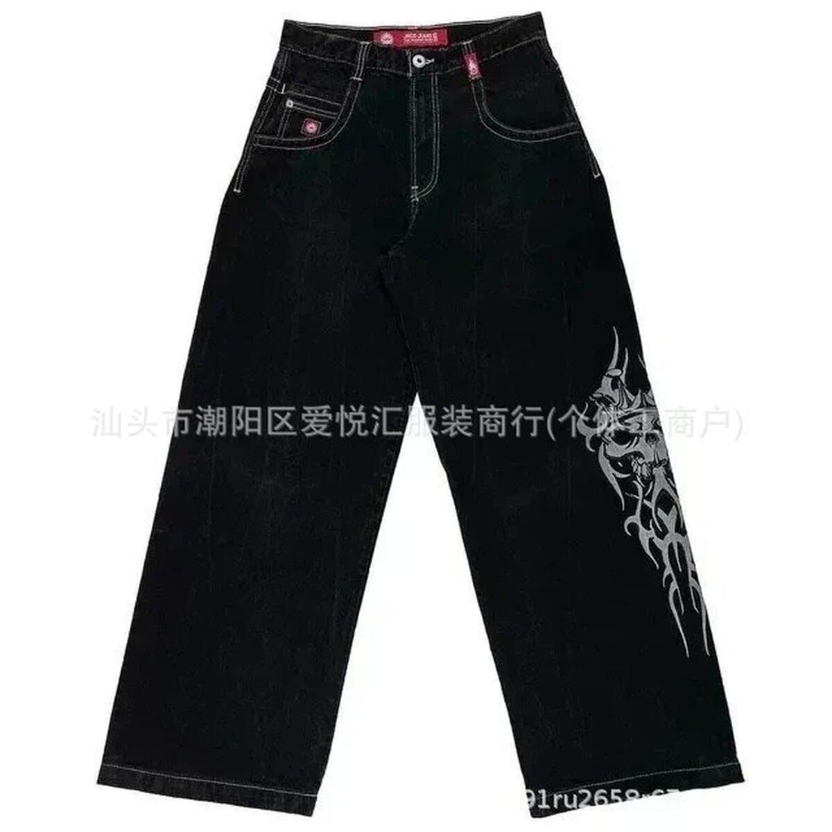 2024 весна и осень новый трансграничный американский бренд прилив ретро стирка Y2K вышитый хип-хоп узор мужские джинсы