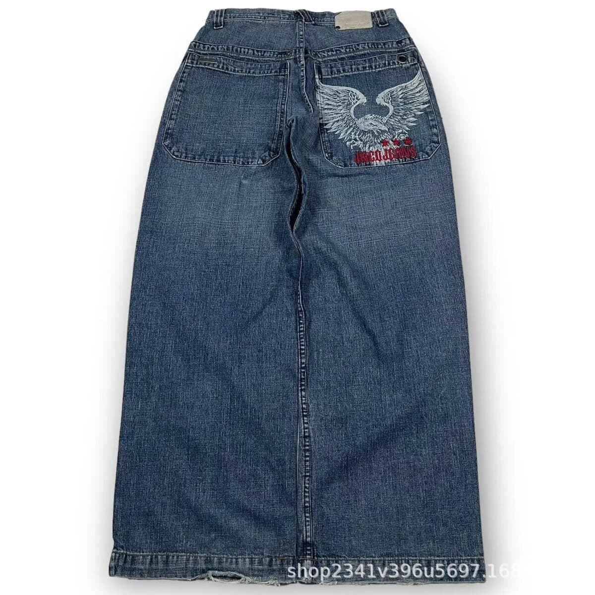 2024 весна и осень новый трансграничный американский бренд прилив ретро стирка Y2K вышитый хип-хоп узор мужские джинсы