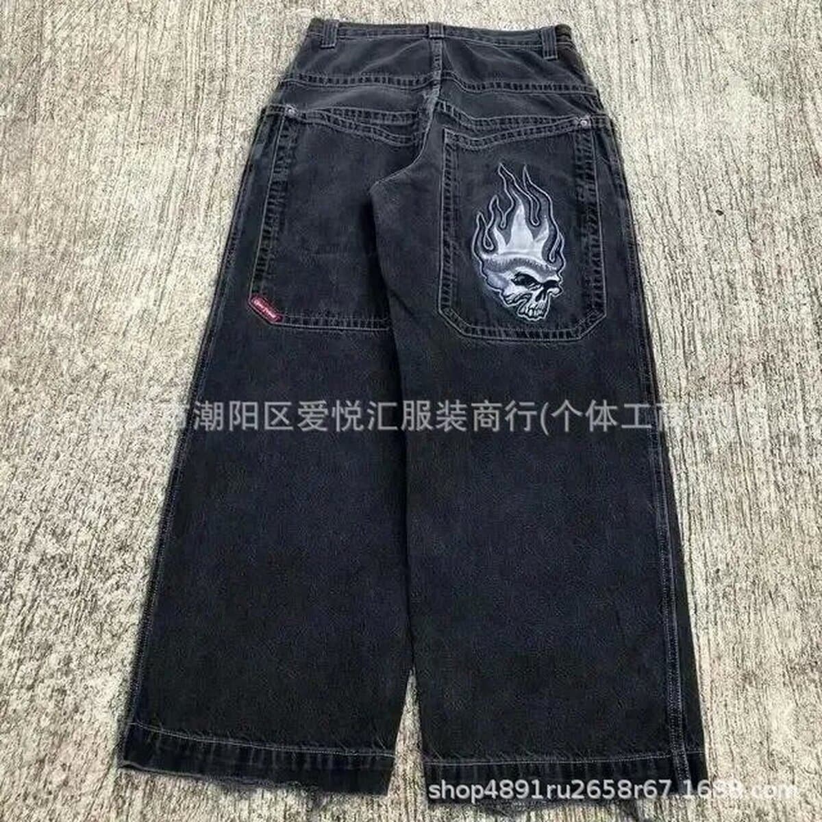 2024 весна и осень новый трансграничный американский бренд прилив ретро стирка Y2K вышитый хип-хоп узор мужские джинсы