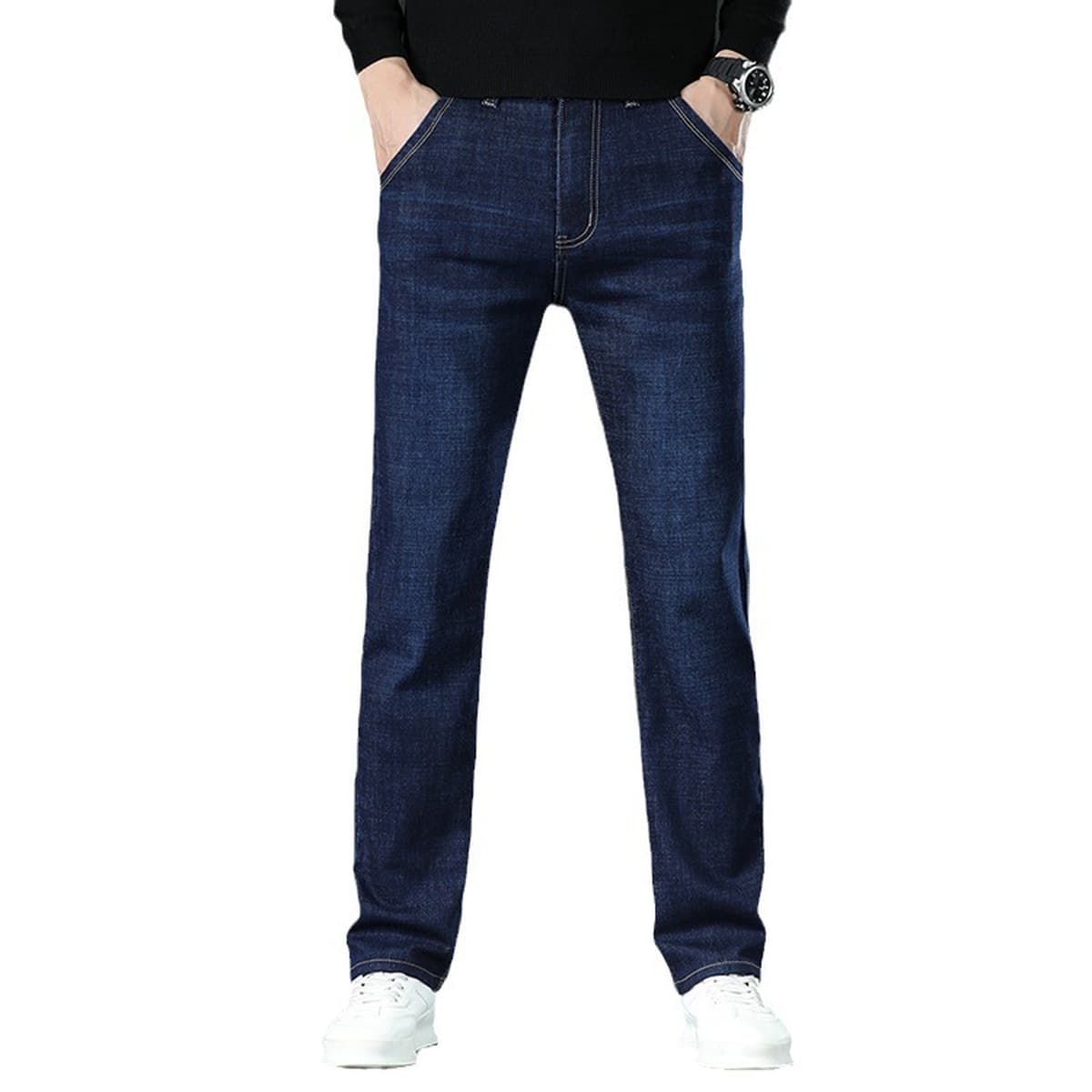 Зимние бархатные джинсы мужское качество рыхлые прямые удобные мужские брюки среднего возраста папа мужские брюки с высокой...