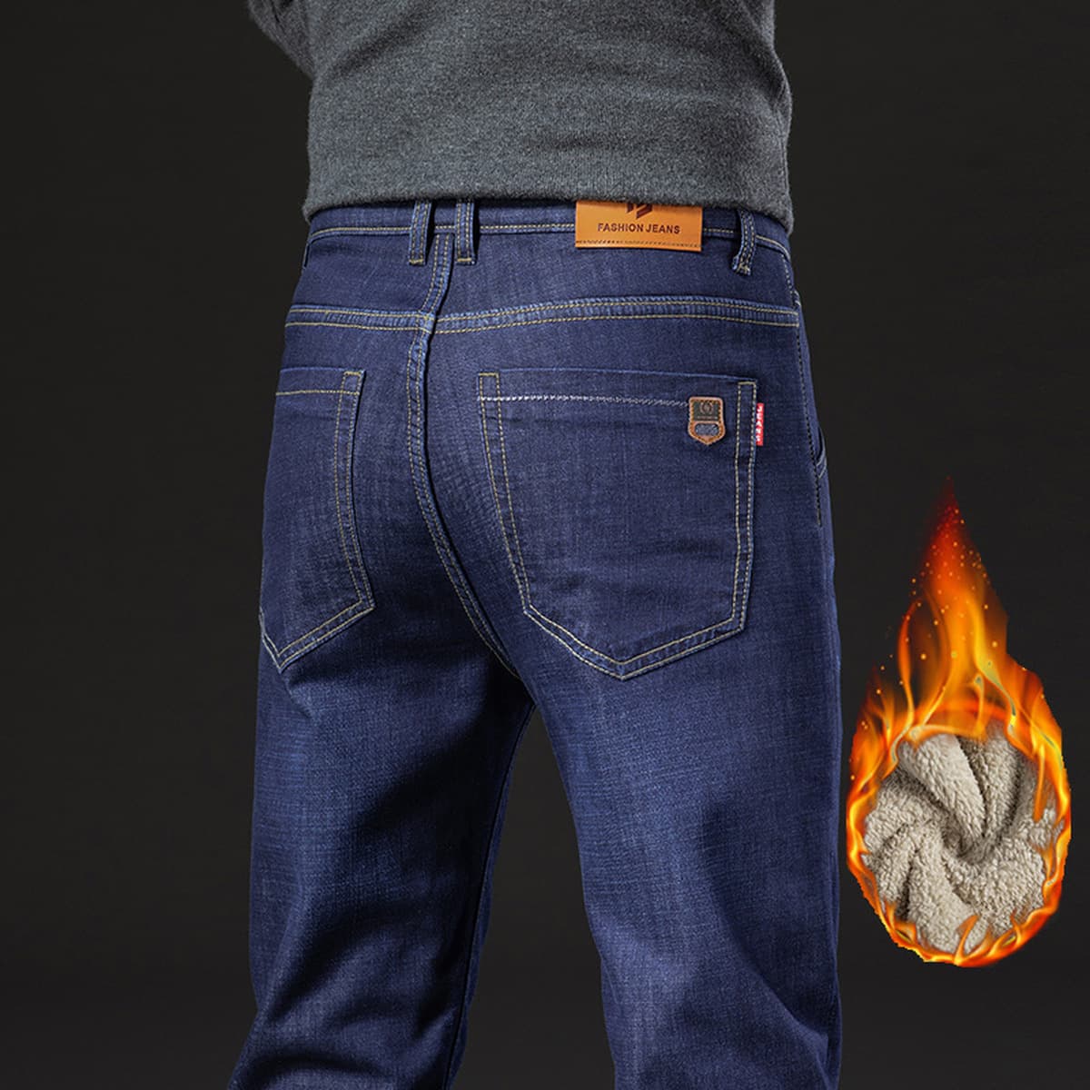 Зимние бархатные джинсы мужское качество рыхлые прямые удобные мужские брюки среднего возраста папа мужские брюки с высокой...