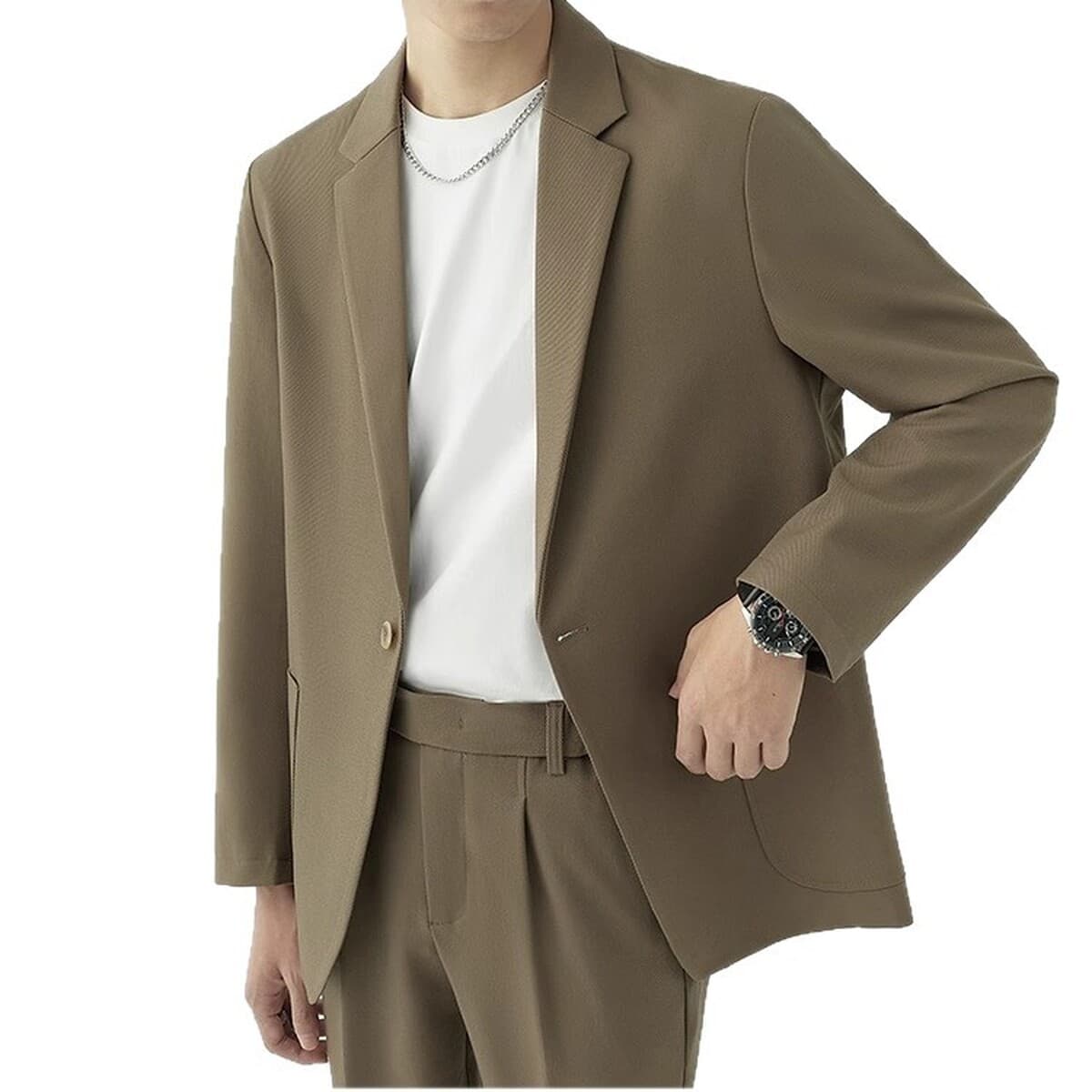 Повседневный мужской костюм, пиджак свободного кроя, стильный и элегантный в корейском стиле, новый весенне-осенний...